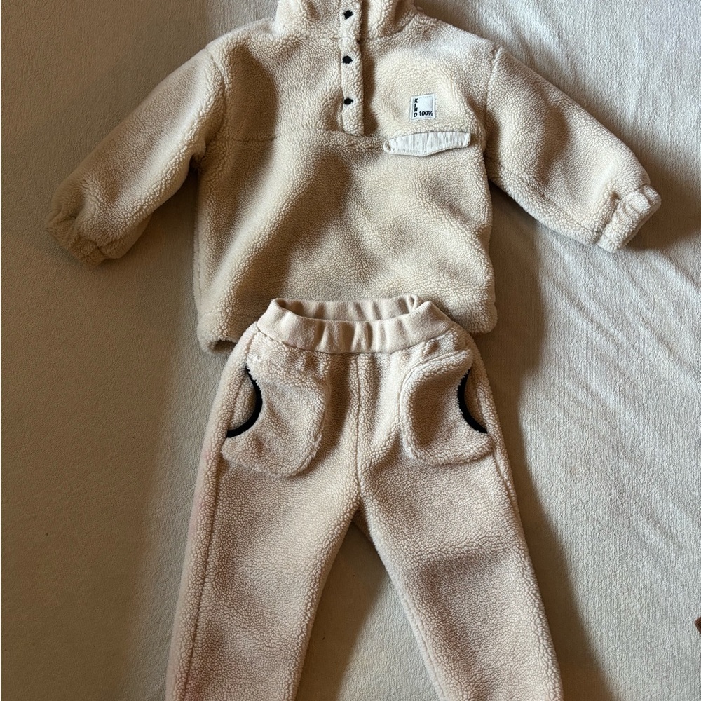 Zara Cream Kids Fleece Jogger Set